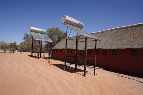 Solar heated water at Sesriem Camping Sossusvlei